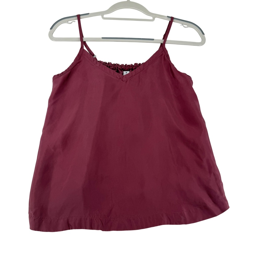 Athleta Calm Cool Cami Womens XS Dark Rose Plum Cupro V-Neck Babydoll Tank Top